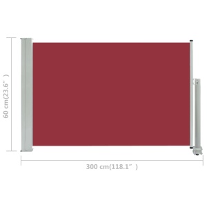 Copertină laterală retractabilă de terasă, roșu, 60 x 300 cm - Img 7