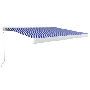 Copertină manuală tip casetă, albastru și alb, 400 x 300 cm - Img 2