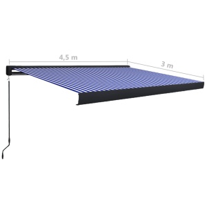 Copertină manuală tip casetă, albastru și alb, 450 x 300 cm - Img 6
