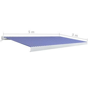 Copertină motorizată tip casetă, albastru și alb, 500 x 300 cm - Img 6