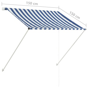 Copertină retractabilă, albastru și alb, 150 x 150 cm - Img 7