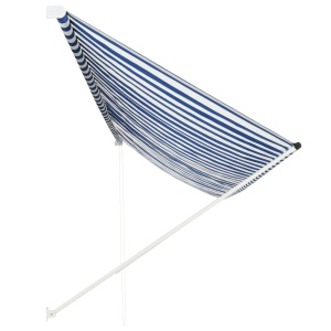 Copertină retractabilă, albastru și alb, 400 x 150 cm - Img 3