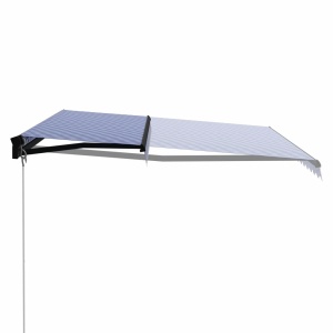 Copertină retractabilă manual, albastru și alb, 450x300 cm - Img 2