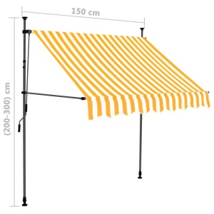 Copertină retractabilă manual cu LED, alb &amp; portocaliu, 150 cm - Img 7
