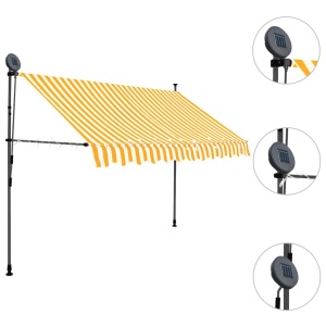 Copertină retractabilă manual cu LED, alb & portocaliu, 250 cm - Img 3