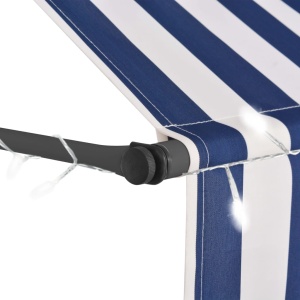 Copertină retractabilă manual cu LED, albastru &amp; alb, 100 cm - Img 4
