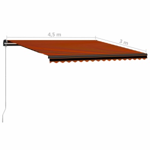 Copertină retractabilă manual, portocaliu &amp; maro, 450 x 300 cm - Img 5
