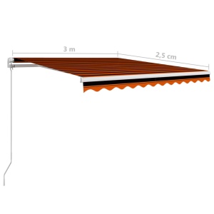 Copertină retractabilă manual, portocaliu și maro, 300x250 cm - Img 6