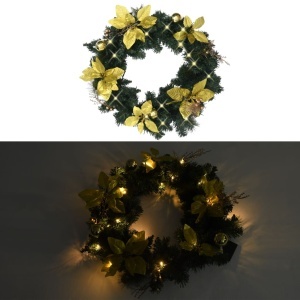 Coroniță de Crăciun cu becuri LED, verde, 60 cm, PVC - Img 2