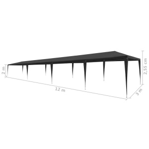 Cort de petrecere, antracit, 3 x 12 m, PE - Img 5