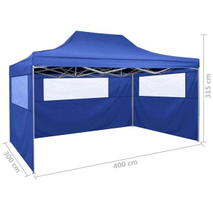 Cort de petrecere pliabil cu 3 pereți, albastru, 3 x 4 m, oțel - Img 9