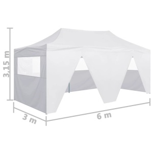 Cort de petrecere pliabil cu 4 pereți, alb, 3 x 6 m, oțel - Img 11