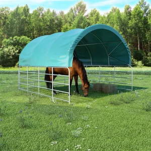 Cort pentru animale, verde, 3,7 x 3,7 m, PVC