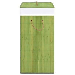 Coș de rufe din bambus, verde, 83 L - Img 4