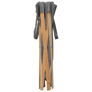 Coș de rufe pliabil, gri, lemn și material textil - Img 4