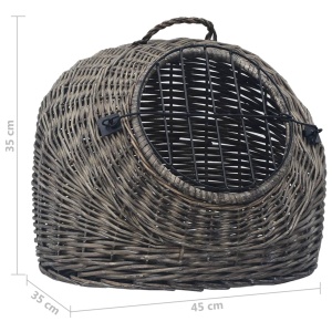 Coș de transport pisici, gri, 45 x 35 x 35 cm, răchită naturală - Img 7
