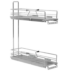 Coș sârmă bucătărie retractabil 2 rafturi argintiu 47x15x54,5cm - Img 2