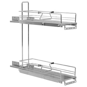 Coș sârmă bucătărie retractabil 2 rafturi argintiu 47x15x54,5cm - Img 6