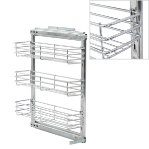 Coș sârmă bucătărie retractabil 3 niveluri argintiu 47x15x56 cm