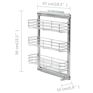 Coș sârmă bucătărie retractabil 3 niveluri argintiu 47x15x56 cm - Img 9
