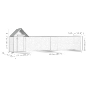 Coteț de găini, 5 x 1 x 1,5 m, oțel galvanizat - Img 5