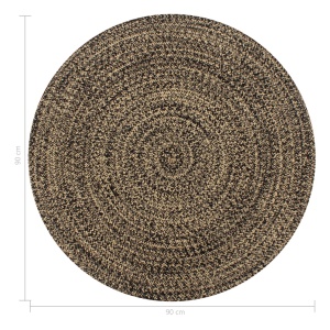 Covor manual, negru și natural, 90 cm, iută - Img 5