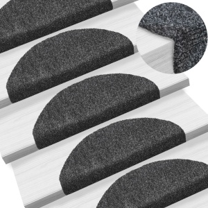 Covorașe autocolante scări, 15 buc, 65 x 21 x 4 cm, gri inchis