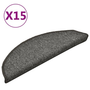 Covorașe pentru trepte scară, 15 buc., gri inchis, 56x17x3 cm - Img 2