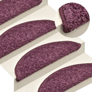 Covorașe pentru trepte scară, 15 buc. violet inchis, 65x21x4 cm
