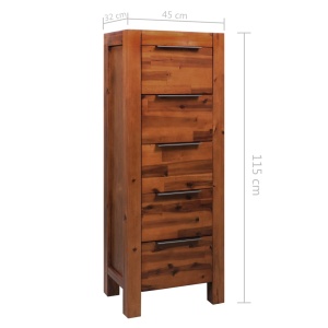 Cufăr cu sertare, lemn masiv de acacia, 45 x 32 x 115 cm - Img 10