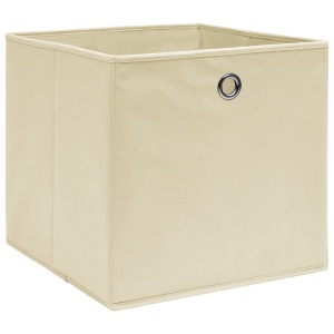 Cutii depozitare, 4 buc., crem, 32x32x32 cm, textil - Img 2