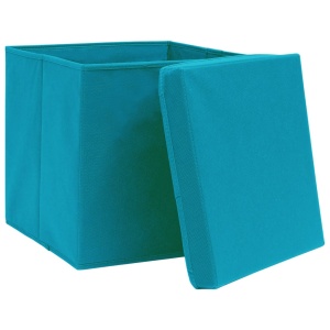 Cutii depozitare cu capace, 4 buc., bleu, 32x32x32 cm, textil - Img 4