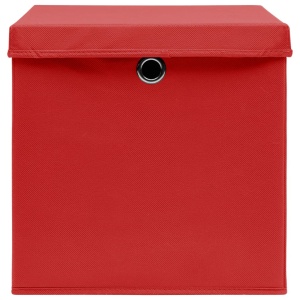 Cutii depozitare cu capace, 4 buc., roșu, 32x32x32 cm, textil - Img 6