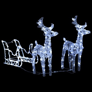Decorațiune de Crăciun reni și sanie 240 leduri 130 cm acrilic - Img 3
