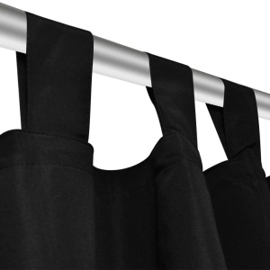 Draperii micro-satin cu bride 140 x 225 cm, Negru, 2 buc. - Img 4