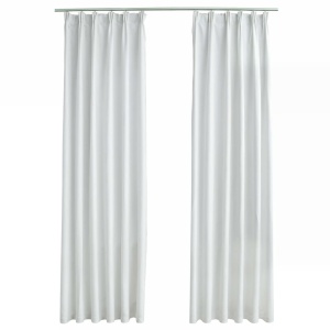 Draperii opace cu cârlige, 2 buc., alb ivoriu, 140 x 225 cm - Img 2