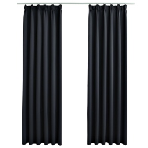 Draperii opace cu cârlige, 2 buc., negru, 140 x 245 cm - Img 2
