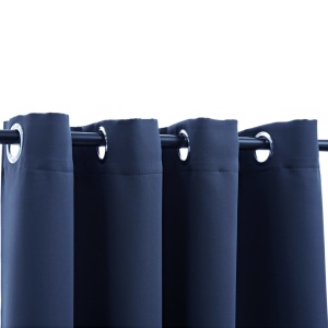 Draperii opace cu inele metalice, 2 buc, albastru, 140 x 245 cm - Img 4