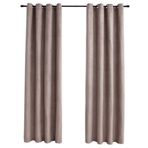Draperii opace cu inele metalice, 2 buc., gri taupe, 140x175 cm - Img 2