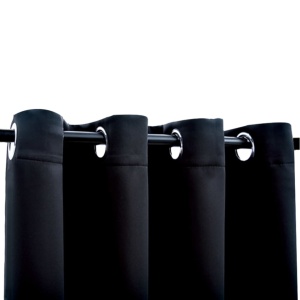 Draperii opace cu inele metalice, 2 buc., negru, 140 x 245 cm - Img 4