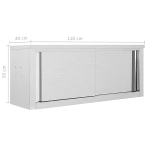 Dulap bucătărie cu uși glisante, 120x40x50 cm, oțel inoxidabil - Img 9