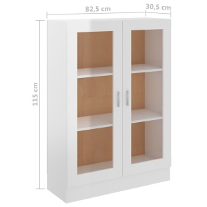 Dulap cu vitrină, alb extralucios, 82,5 x 30,5 x 115 cm, PAL - Img 7