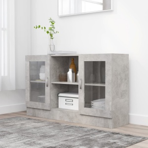 Dulap cu vitrină, gri beton, 120 x 30,5 x 70 cm, PAL