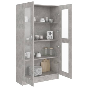 Dulap cu vitrină, gri beton, 82,5 x 30,5 x 150 cm, PAL - Img 4