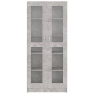 Dulap cu vitrină, gri beton, 82,5 x 30,5 x 185,5 cm, PAL - Img 5