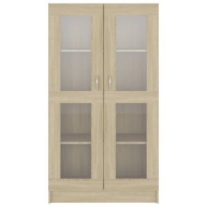 Dulap cu vitrină, stejar Sonoma, 82,5 x 30,5 x 150 cm, PAL - Img 5