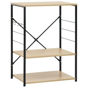 Dulap cuptor microunde, negru și stejar, 60x39,6x79,5 cm, PAL - Img 2