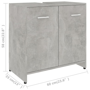Dulap de baie, gri beton, 60 x 33 x 58 cm, PAL - Img 10