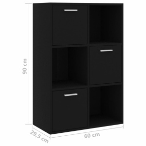 Dulap de depozitare, negru, 60 x 29,5 x 90 cm, PAL - Img 10