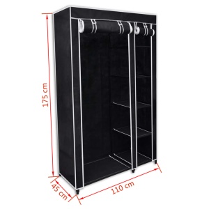 Dulap de haine pliabil, negru, 110 x 45 x 175 cm - Img 7